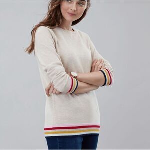 Joules Women's Beige Rainbow Stripe Wool Blend Pullover Sweater Size 2